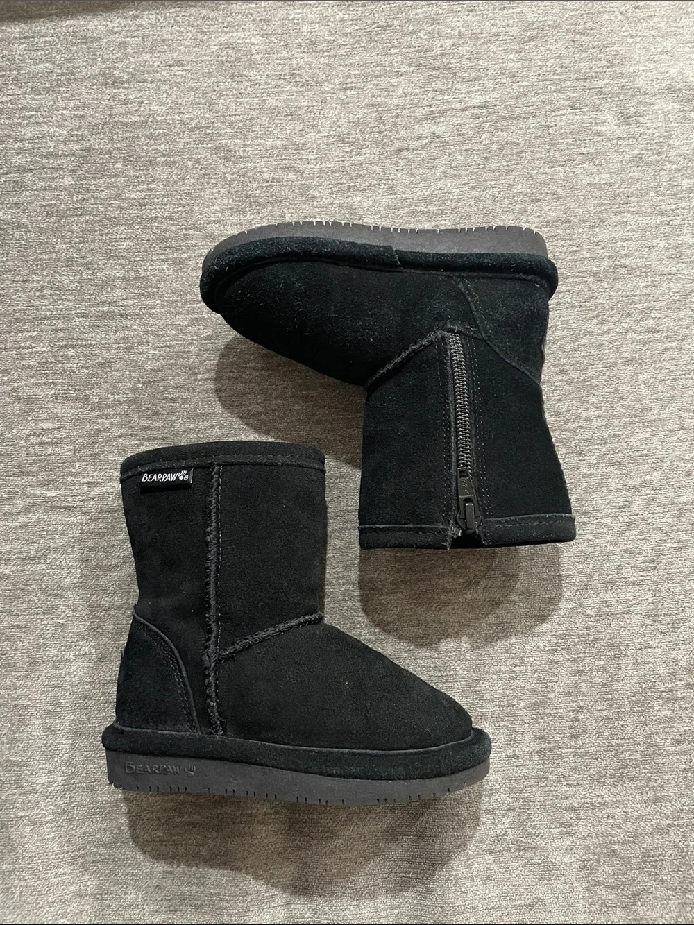 Bearpaw Kids' Emma Toddler Zipper Mid Calf Suede Boots Black Size 7